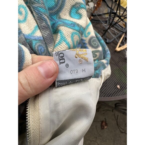 60s Paisley Long Sleeve Shift Dress DRALON Knit Lined Germany Sz 48 - Picture 10 of 13